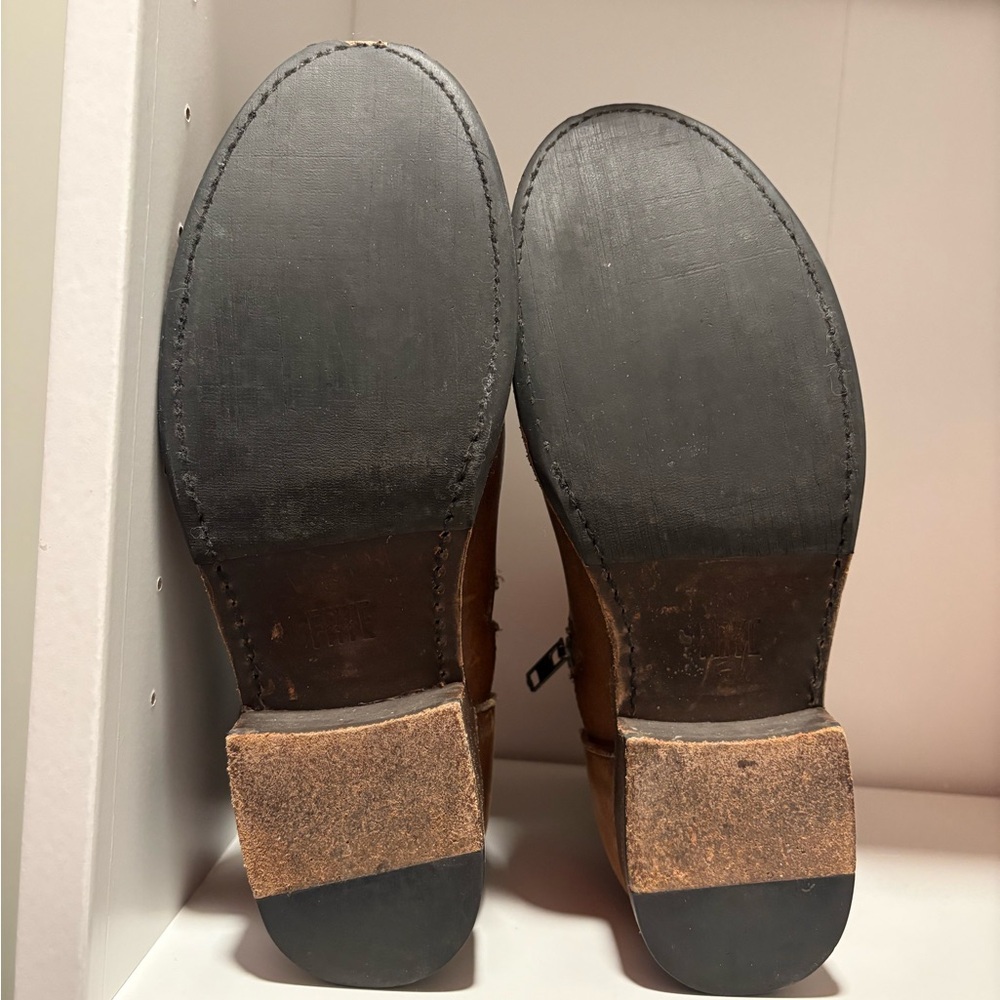Frye Brown Leather Combat Boots - Picture 2 of 5